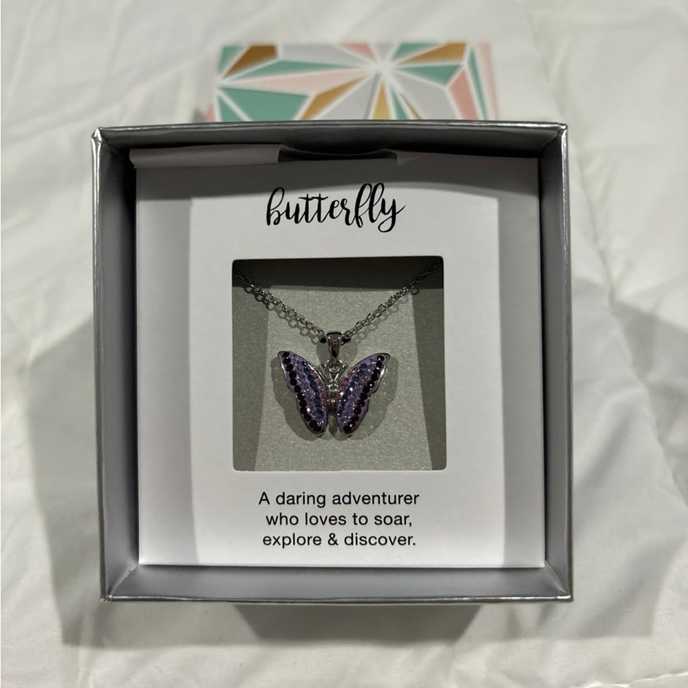 Purple butterfly necklace